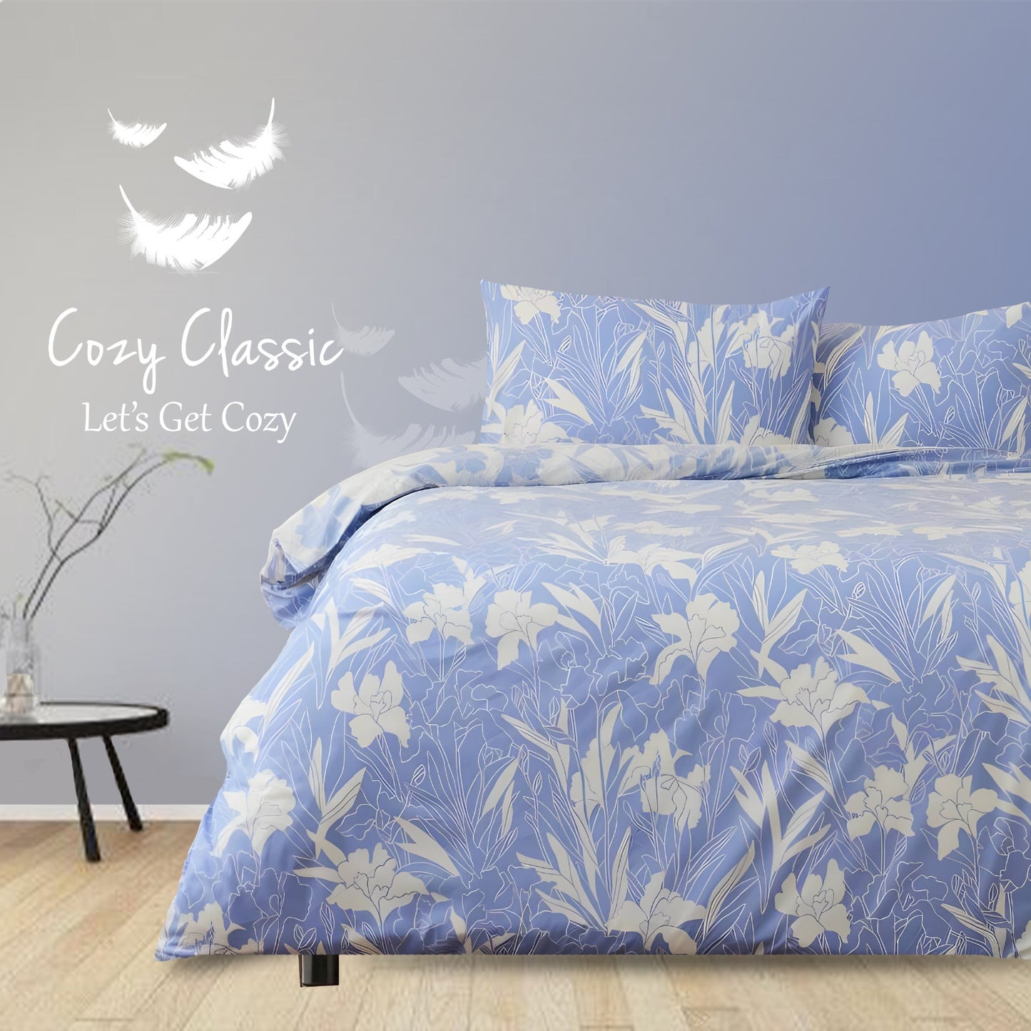 Dahlia with Blue Bedsheets, Duvet & Comforter Sets