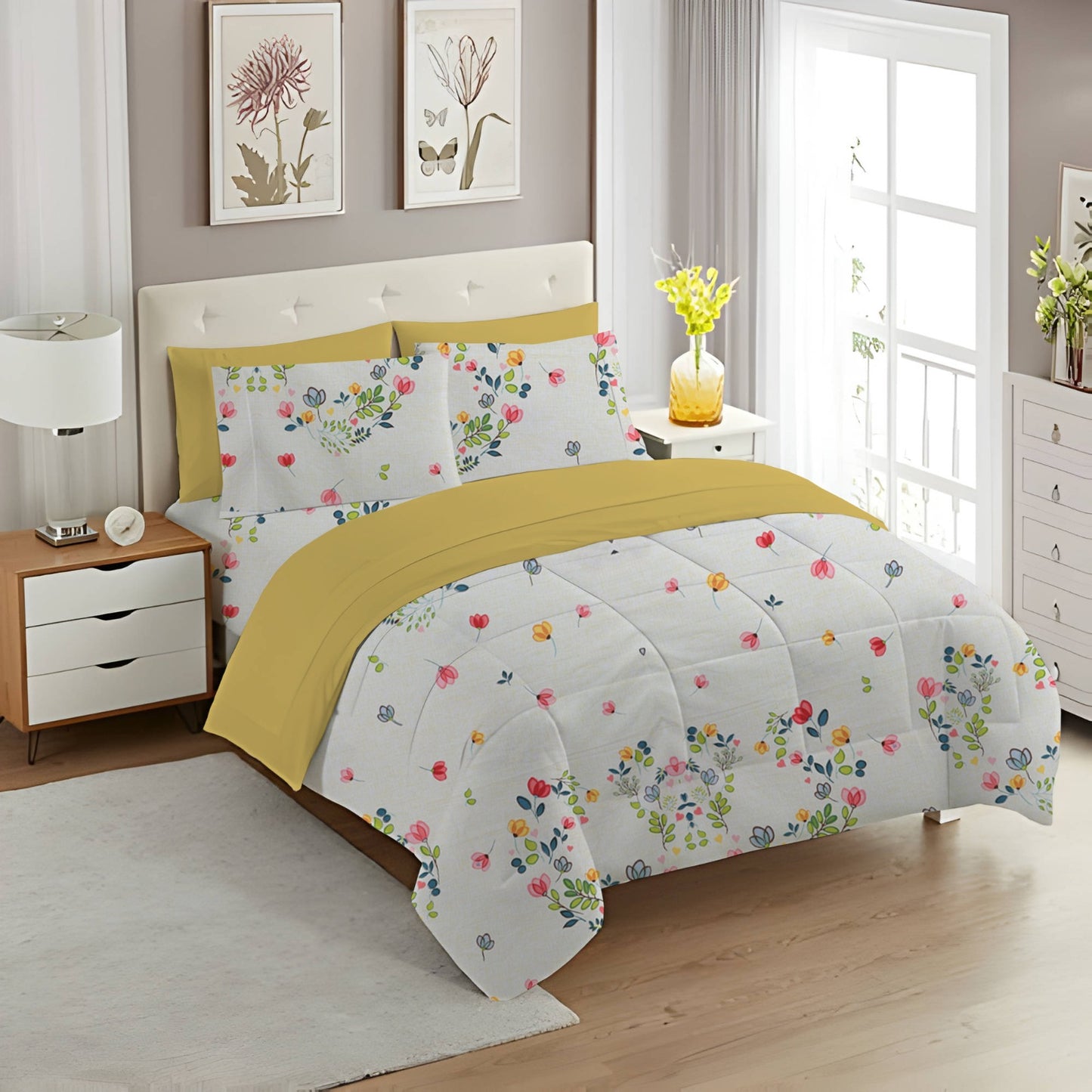 Jardin Sham - White Multi, Bedsheet, Duvet & Comforter Sets