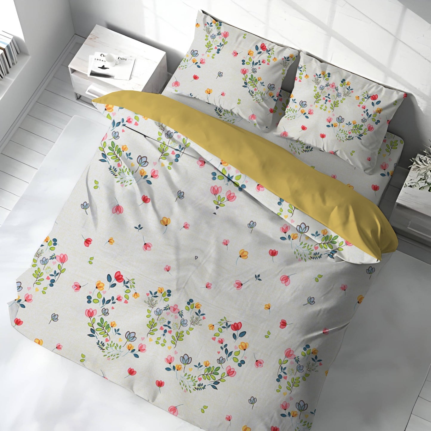 Jardin Sham - White Multi, Bedsheet, Duvet & Comforter Sets