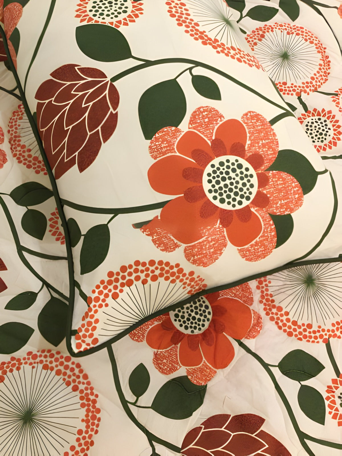 Red Flower Vintage Cotton Bedsheet, Duvet & Comforter Sets